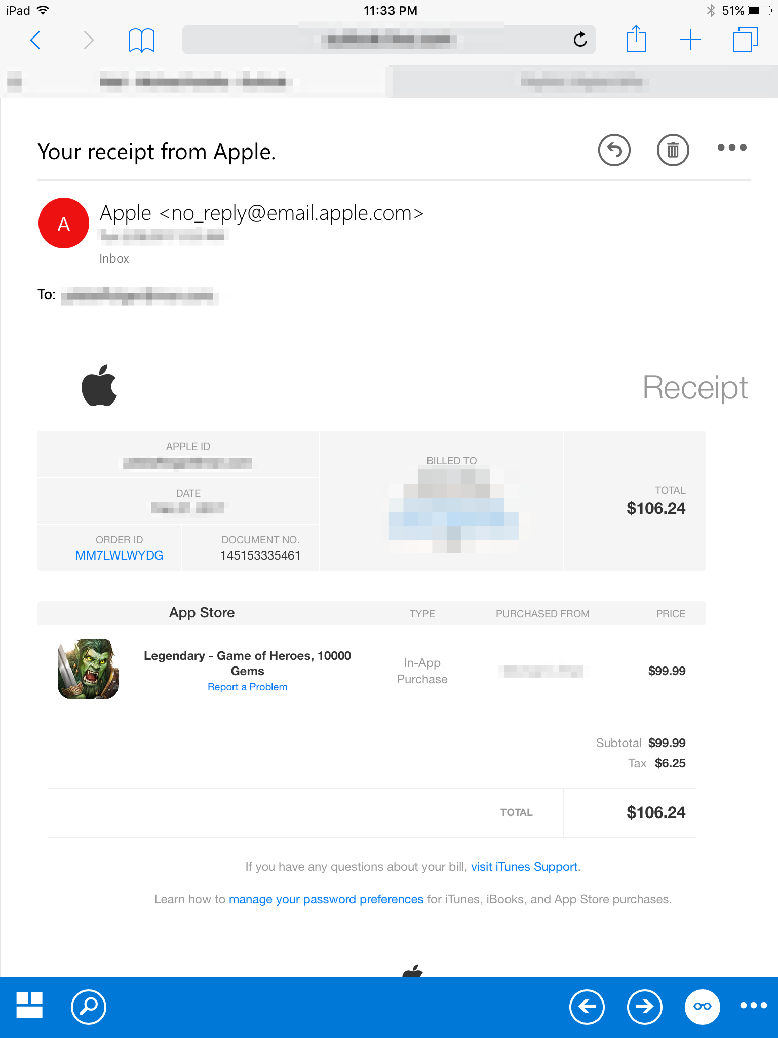 apple receipts email scam